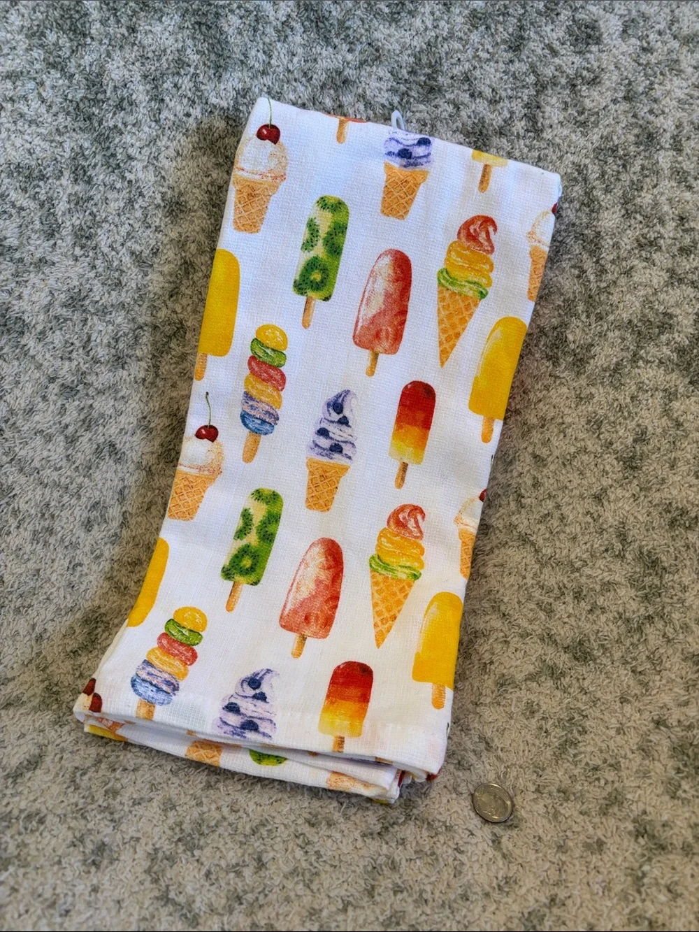 Ice Cream & Popsicle Kitchen Towels Set of 2 NWT Cotton 18x28” Cedarlane